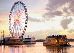 
                                                    163 Waterfront Street - National Harbor: Water taxi and Capital Wheel
                                            